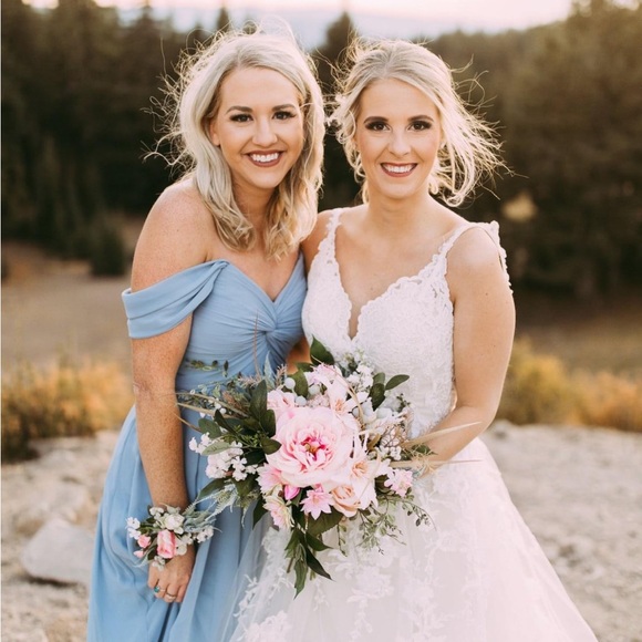 Azazie Bridesmaid Dress. Size A4, color Dusty Blue - Picture 5 of 5